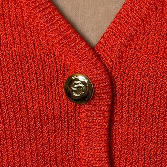 St. John Santana Knit Sweater Vest Fitted Gold Hardware Vintage Gilet Small - Picture 3 of 8